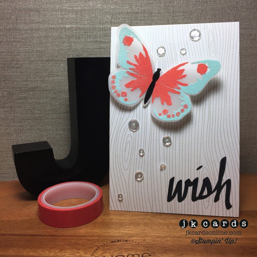 Woodgrain Vellum Embossed Butterfly Wish-WM